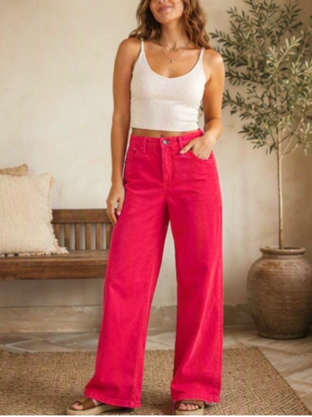🌹 Ralph Lauren 🌹 NWT Vintage Biltmore Trousers 100% Cotton Red Relaxed Fit Pants